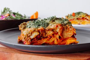 Lasagna with garden salad